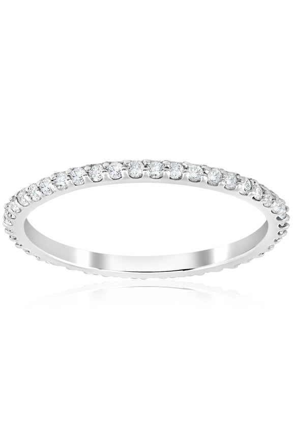 Pompeii 3/8ct Diamond Eternity Ring 14k White Gold Womens Stackable Wedding Band