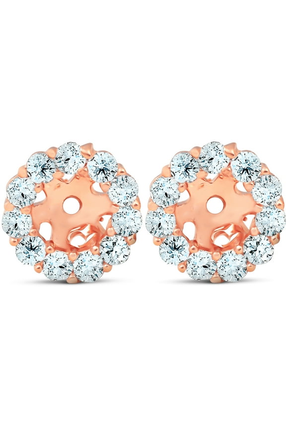 Pompeii 3/8ct Halo Diamond Earring Jackets 14K Rose Gold (4mm) (H-I,I3)