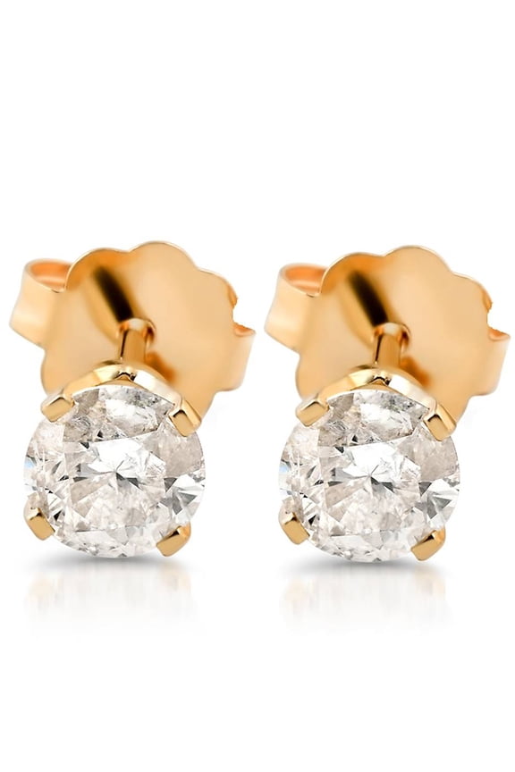 Pompeii 3/8ct Round Cut Diamond Studs Earrings 14K Yellow Gold (G/H,SI2/SI3)