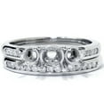 thumbnail image 1 of Pompeii 3/8ct Three Stone Engagement Wedding Ring Set 14K White Gold (G/H,I1-I2), 1 of 3