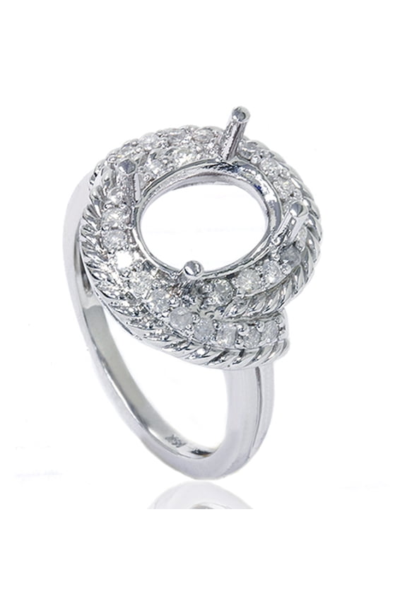 Pompeii 3/8ct Vintage Braided Oval Ring Setting 14K White Gold (G/H,I2)
