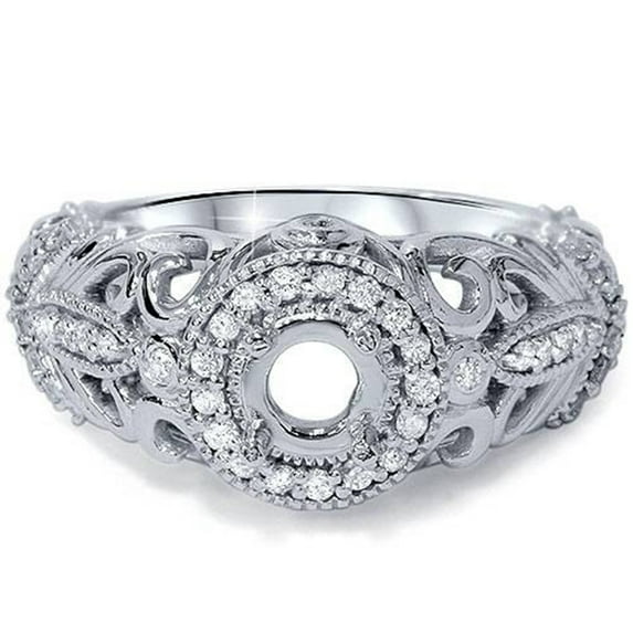Pompeii 3/8ct Vintage Diamond Engagement Ring 14K White Gold (G/H,I1)