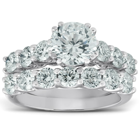 Pompeii 3 Ct Diamond Engagement Wedding Bridal Ring Set14k White Gold Lab Grown (FG,VS)