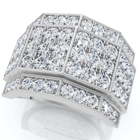 Pompeii 3 Ct Diamond Men's Multi-Cluster Wide Ring in White or Yellow Gold (I/J,I2-I3)
