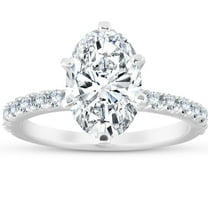 Pompeii 3 Ct Oval Diamond Engagement Ring (2 1/2ct center) 14k White Gold Lab Grown