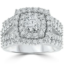Pompeii 3 ct Diamond Engagement Wedding Cushion Halo Ring Set 10k White Gold (J-K,I2-I3)