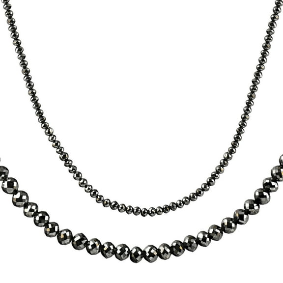 Pompeii 33Ct Black Diamond Necklace in 18K Gold 16" With 2" Extender (Black,I2-I3)
