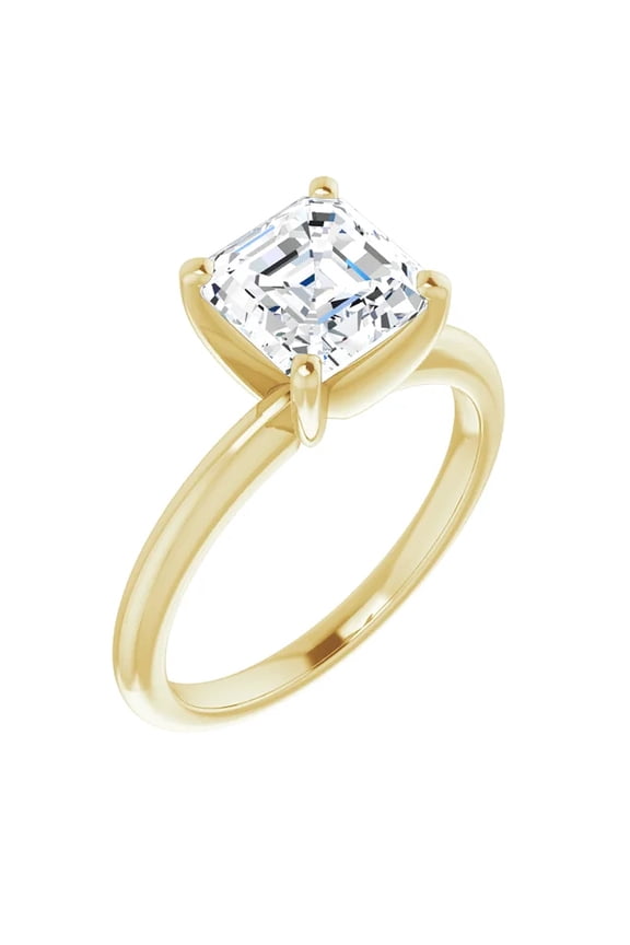Pompeii 3Ct Asscher Solitaire Moissanite Engagement Ring in White Yellow or Rose Gold (,)