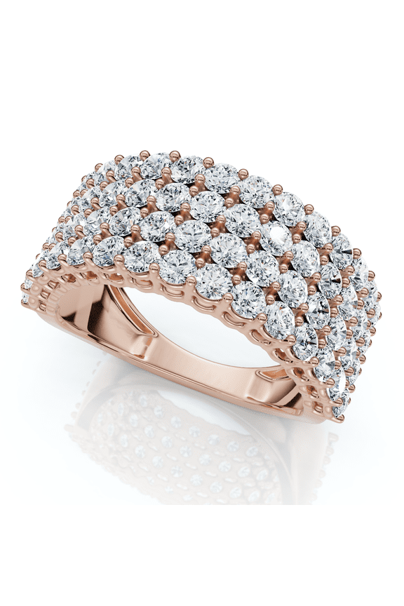 Pompeii 3Ct Diamond Wide Four Row Anniversary Ring Gold Lab Grown (F/G,VS1-VS2)