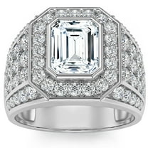 Pompeii 3Ct Emerald Cut Diamond Men's Ring in White, Yellow or Rose Gold Lab Grown