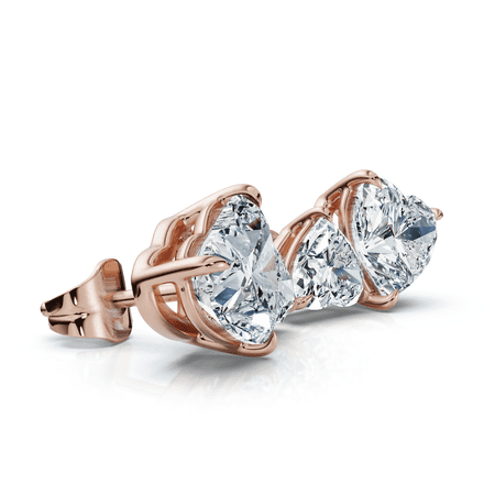 Pompeii 3Ct Heart Cut Toi et Moi Diamond Earrings 14k Gold Lab Grown (F/G,VS1-VS2)