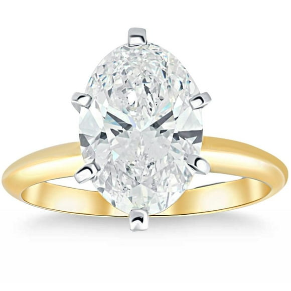 Pompeii 3Ct Oval Certified Diamond 14k Gold Solitaire Engagement Ring Lab Grown (GH,VS2)