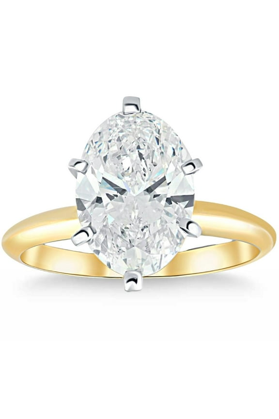 Pompeii 3Ct Oval Certified Diamond 14k Gold Solitaire Engagement Ring Lab Grown (GH,VS2)