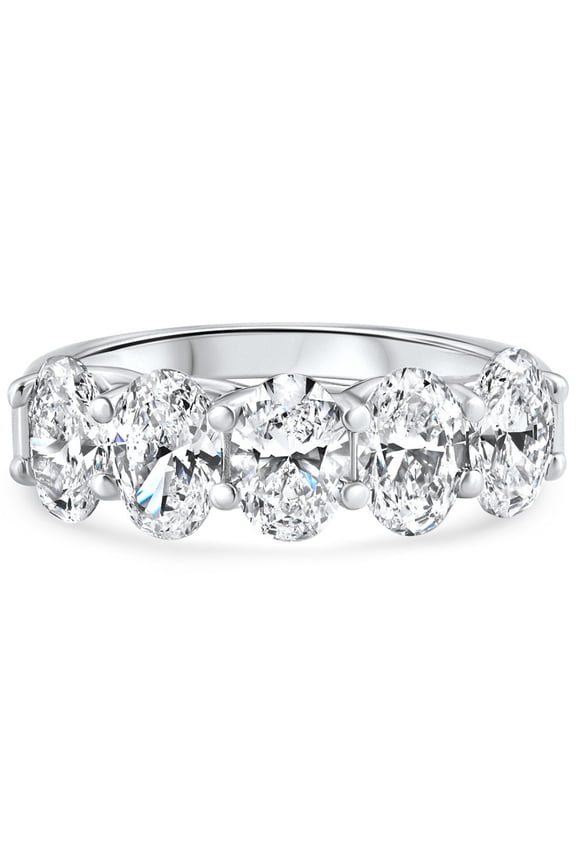 Pompeii 3Ct Oval Shape Diamond Five Stone Wedding Ring 14k Gold Lab Grown (F/G,VS1-VS2)