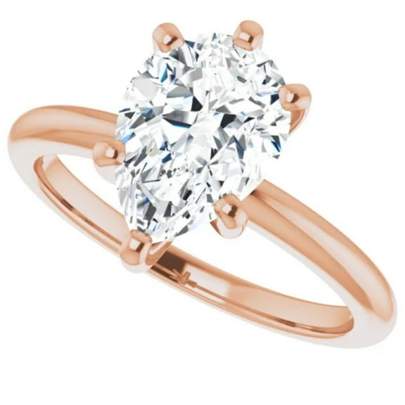 Pompeii 3Ct Pear Moissanite Solitaire Engagement Ring 14k White Yellow or Rose Gold