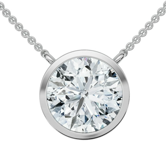 Pompeii 3Ct Solitaire Beezel Diamond Pendant Necklace 18" 14k Gold Lab Grown (F/G,VS1-VS2)