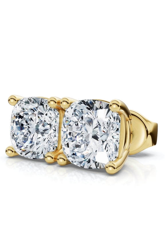 Pompeii 3Ct TW Cushion Cut Diamond Studs 14k Yellow Gold (G,VS2-SI1)
