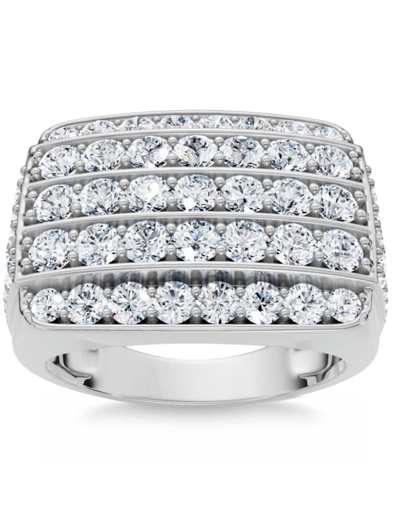 Pompeii 3Ct Wide Diamond Men's Ring 14k White or Yellow Gold Lab Grown (G/H,VS1)