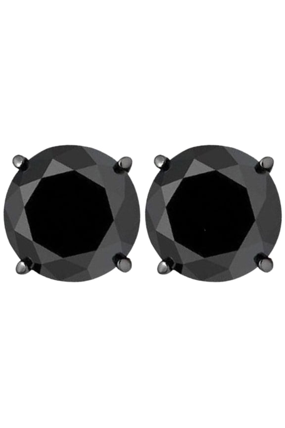 Pompeii 3ct 14k Black Gold Round Black Diamond Screw Back Studs Earrings (Black,AAA)