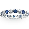 thumbnail image 1 of Pompeii 3ct Blue Sapphire & Diamond Eternity Ring 14K White Gold (G/H,I1), 1 of 2
