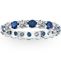 Pompeii 3ct Blue Sapphire & Diamond Eternity Ring 14K White Gold (G/H,I1)