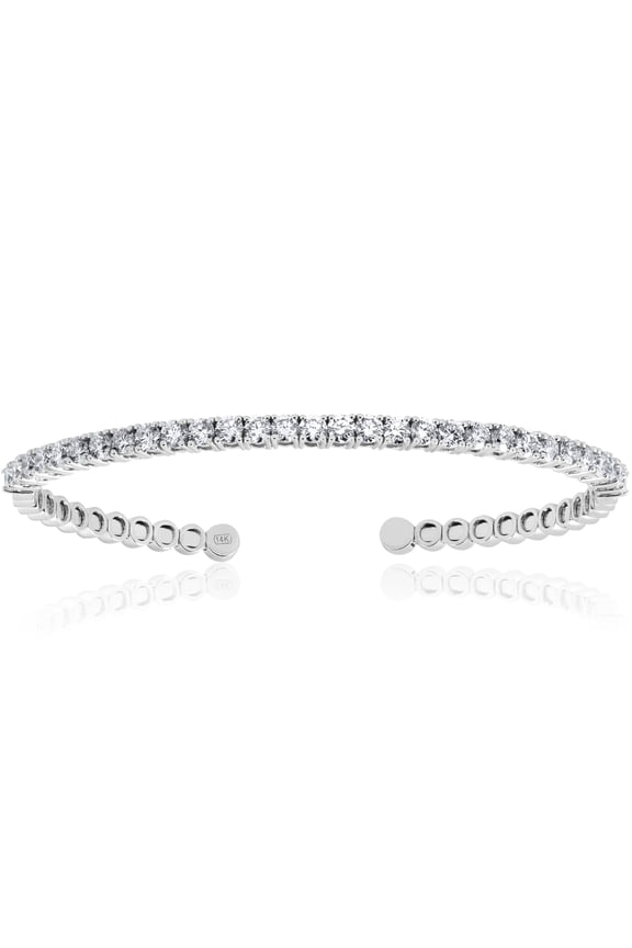 Pompeii 3ct Diamond Bangle Cuff 14k White Gold (G/H,SI2-I1)