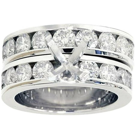 Pompeii 3ct Diamond Engagement Semi Mount Wedding Ring Set White Gold Channel Set (G,SI)