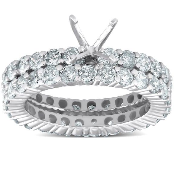 Pompeii 3ct Diamond Eternity Wedding Engagement Matching Ring Setting 14k White Gold