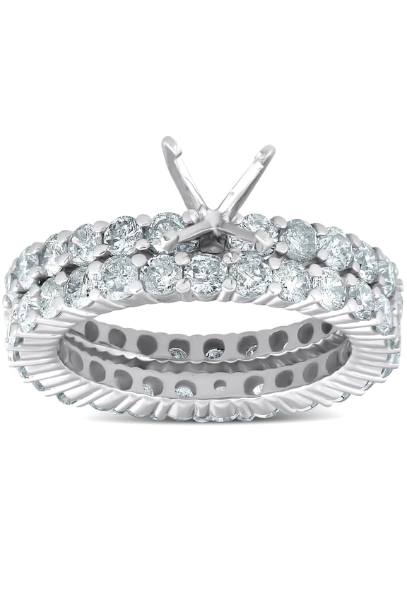 Pompeii 3ct Diamond Eternity Wedding Engagement Matching Ring Setting 14k White Gold