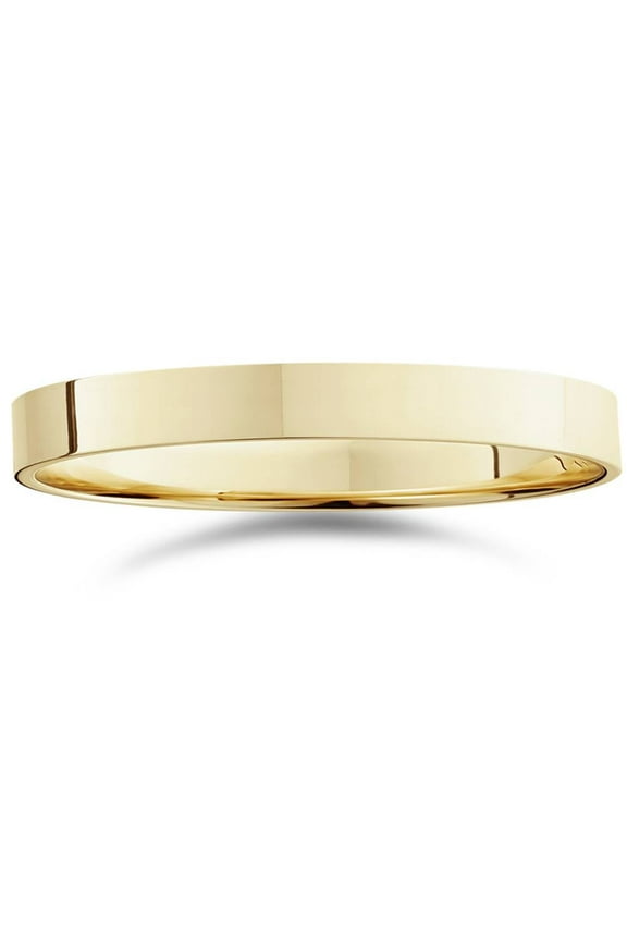 3mm Flat High Polished Wedding Band 10K Yellow Gold for Men's and Women's