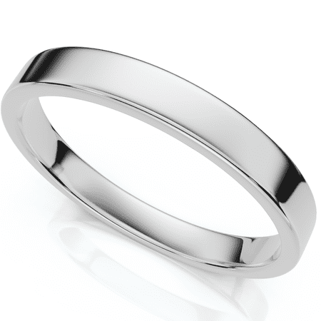 Pompeii 3mm Flat High Polished Wedding Band 14K White Gold (,)