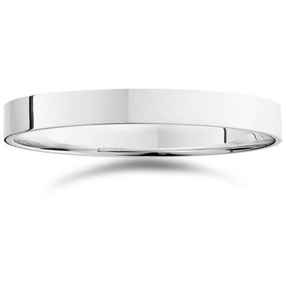 Pompeii 3mm Flat High Polished Wedding Band 14K White Gold (,)