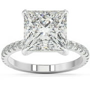 POMPEII3 Pompeii 4 1/2 Ct Princess Cut Diamond Engagement Ring Lab Grown in White or Yellow Gold
