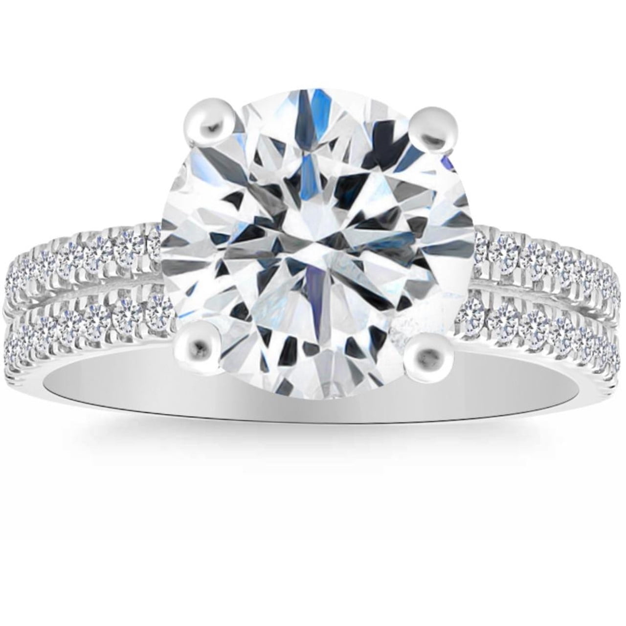 Pompeii Certified 4 1/2Ct Diamond Engagement Ring Multi-Row Pave ...