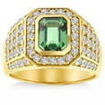 thumbnail image 1 of Pompeii 4 1/2Ct Emerald & Diamond Men's Ring 10k Yellow Gold Lab Grown (F/G,VS2-SI1), 1 of 5