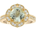 thumbnail image 1 of Pompeii 4 1/2Ct Green Amerthyst Cushion & Diamond Ring in 10k Yellow Gold (G/H,I1-I2), 1 of 3