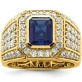 thumbnail image 1 of Pompeii 4 1/2Ct TW Men's Created Sapphire & Lab Grown Diamond Ring in 10k Yellow Gold, 1 of 4