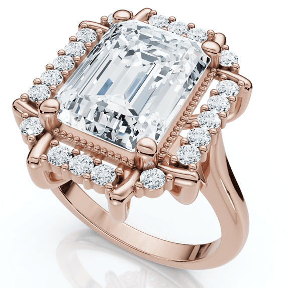 Pompeii 4 1/4 Ct Emerald Moissanite & Diamond Engagement Ring White Yellow or Rose Gold