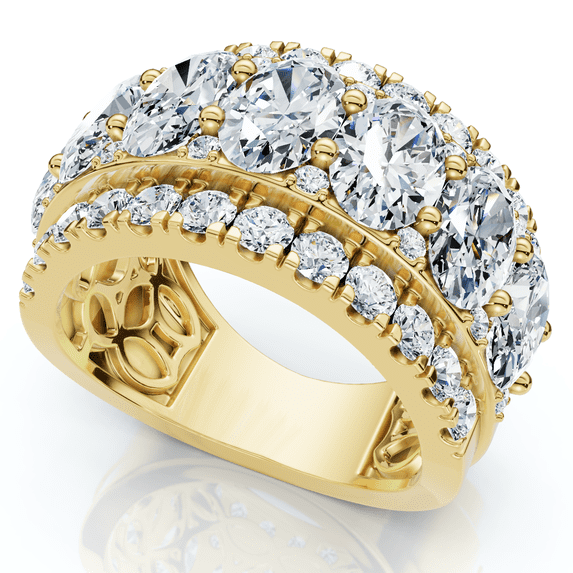 Pompeii 4 1/5Ct Oval Diamond Vivant Wide Anniversary Ring 14k Gold Lab Grown (E/F,VS1-VS2)