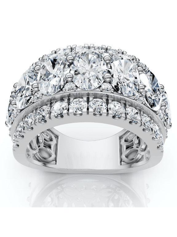 Pompeii 4 1/5Ct Oval Diamond Vivant Wide Anniversary Ring 14k Gold Lab Grown (E/F,VS1-VS2)
