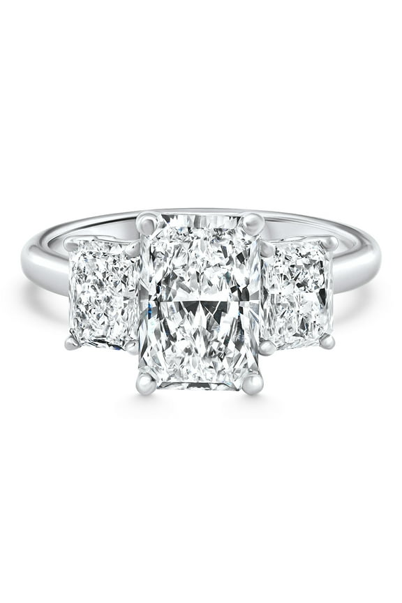 Pompeii 4 - 7 Ct Radiant Cut 3-Stone Diamond Engagement Ring 14k or Platinum Lab Grown