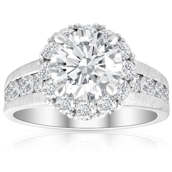 Pompeii 4 Ct TW Diamond Halo Engagement Ring 14k White Gold Wide Band (G/H,SI2-I1)