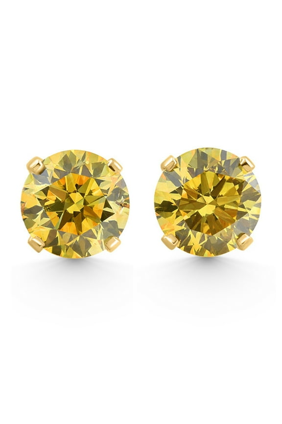 Pompeii .40 - 1.00 Ct TW Fancy Yellow Round Diamond Studs in 14k Gold Lab Grown Earrings