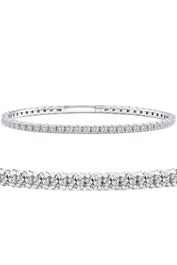 Pompeii 4Ct F/VS Diamond Flexible Oval Bangle Women's Bracelet 14k White Gold Lab Grown