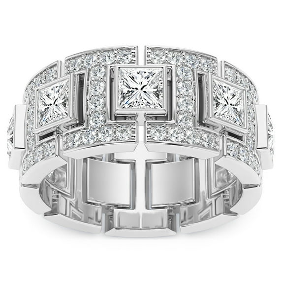 Pompeii 4Ct Men's Princess Cut Diamond 10MM Wide Ring Wedding Band Lab Grown (F/G,VS1-VS2)