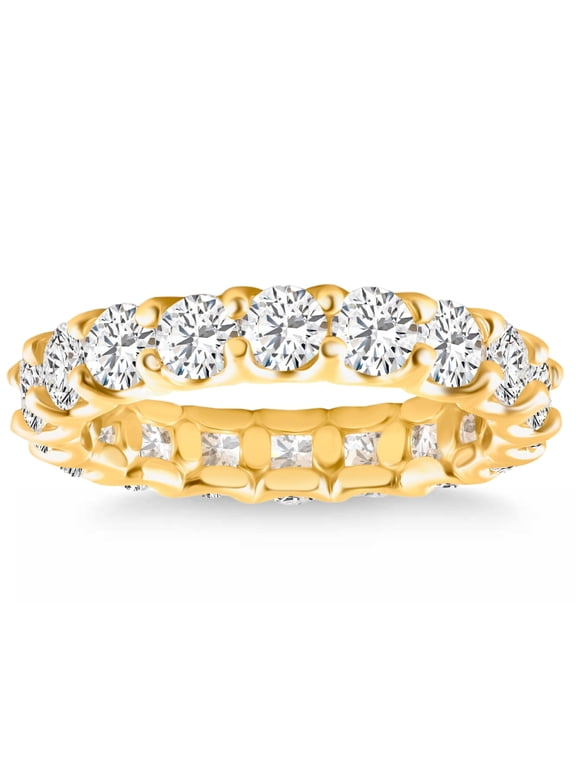 Pompeii 4Ct TW Lab Grown Diamond U Prong Eternity Ring Anniversary Band 14k Gold