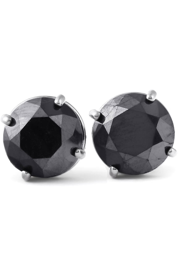 Pompeii 4ct 14k Black Gold Round Black Diamond Screw Back Studs Earrings (Black,AAA)