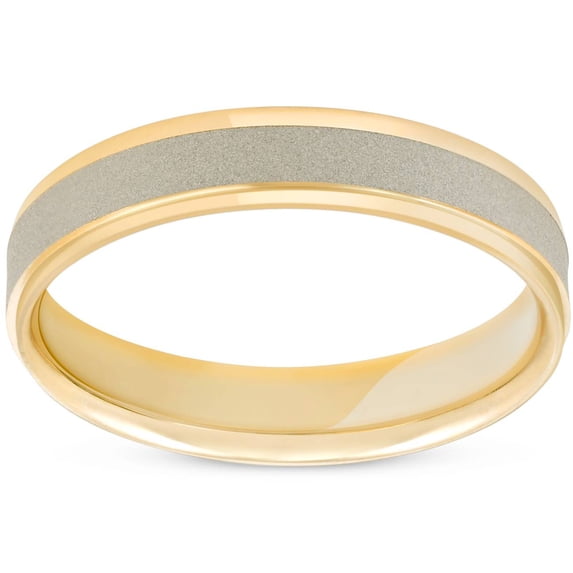 Pompeii 4mm 14K White & Yellow Gold Two Tone Brushed Wedding Band (,)