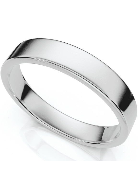 Pompeii 4mm Flat Comfort Fit Wedding Band Ring 14K White Gold (,)
