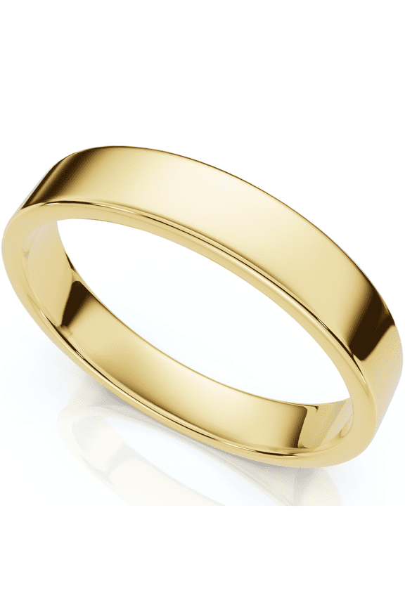 Pompeii 4mm Flat High Polished Wedding Band 10K Yellow Gold (,)